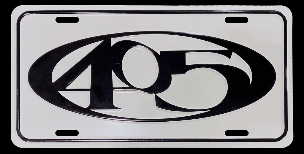 405 Embossed License Plate(White/Black)